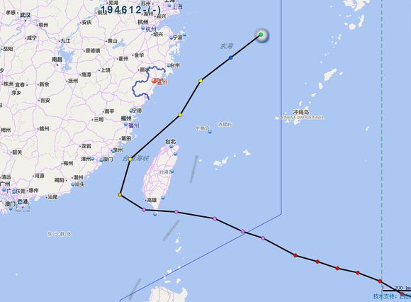 1945年以来所有登陆台湾的台风路径统计